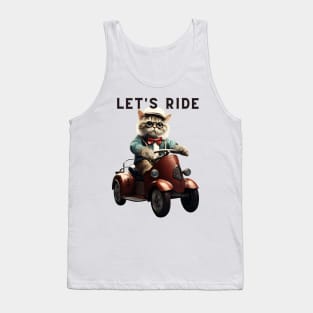 Let's Ride Retro Cat Design | Vintage Cat Lover Tank Top